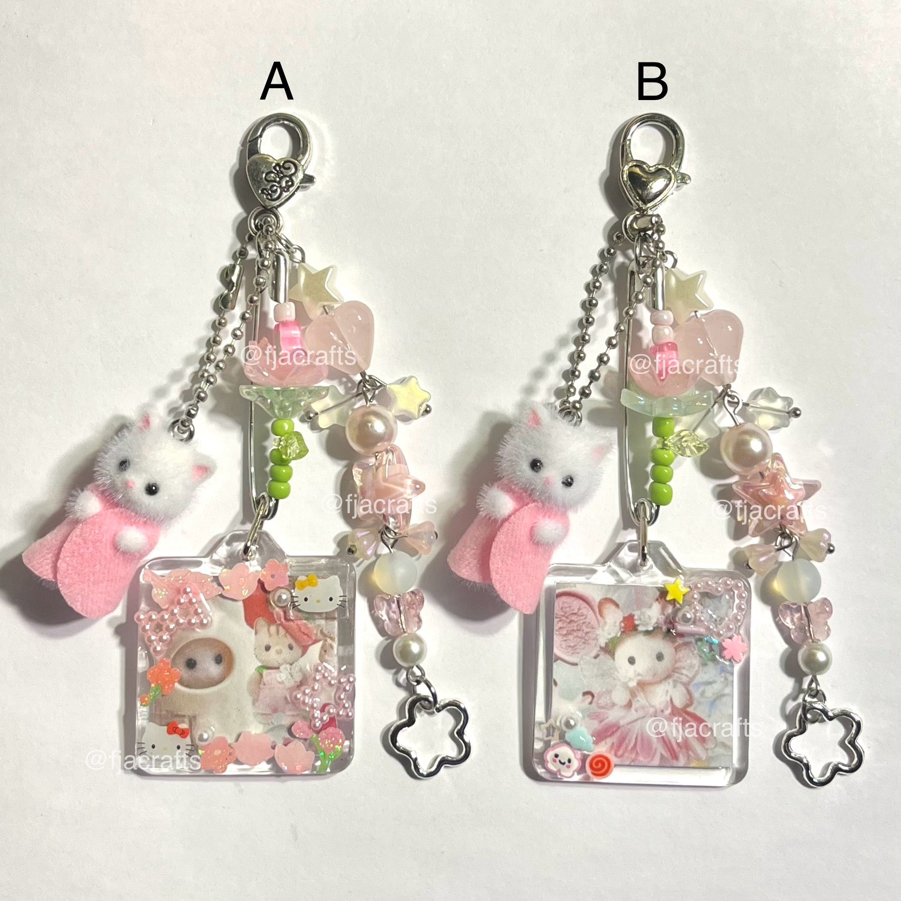 Silvan Family Deco Sticker Photo Frame Keychain Bag Clip Cute Kawaii| Pearl, pink, resin FJA Crafts