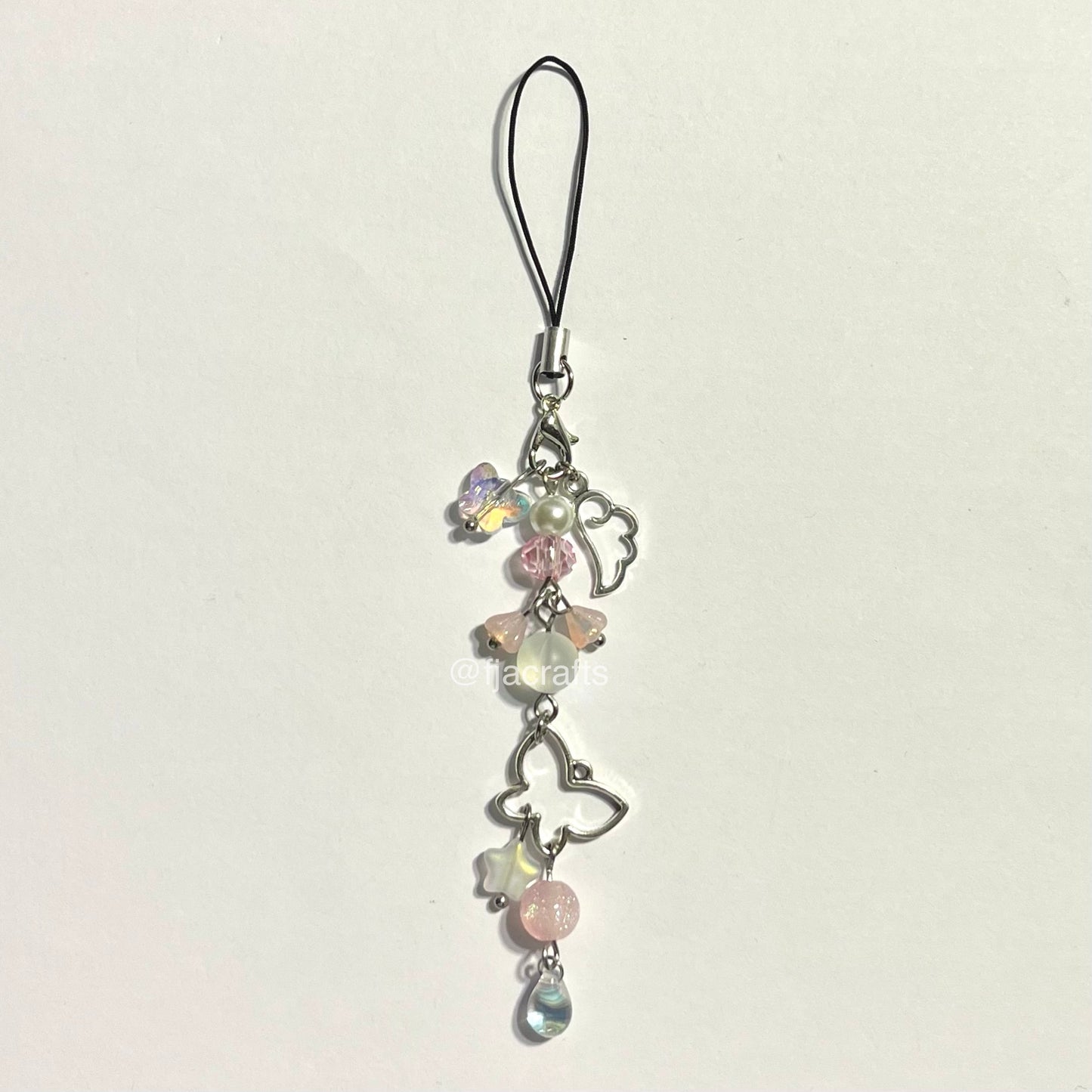Dainty Butterfly Beaded Phone Charm | pink, green, blue, cute, fairy FJA Crafts