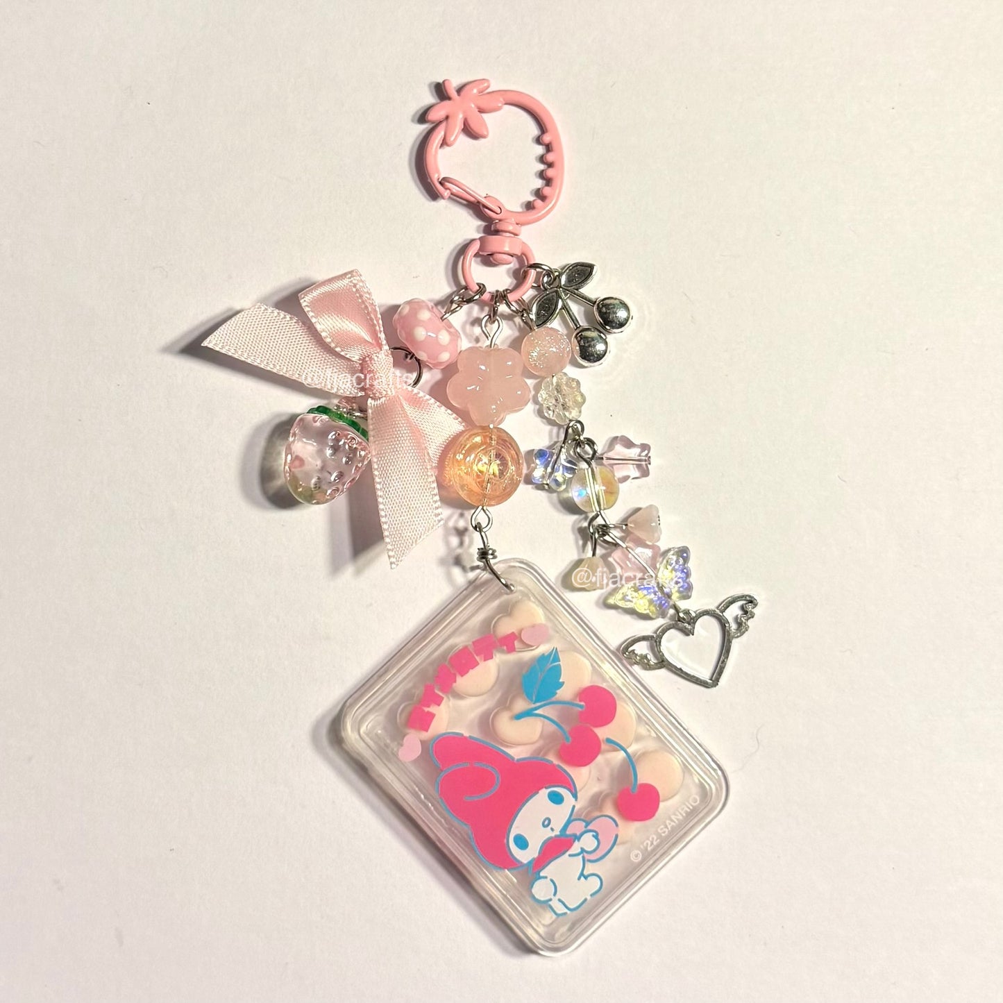 Melo and Kitty Yummy Sweets Cute Kawaii Beaded Keychain Bag Clip | pink, candy, stars, bow FJA Crafts