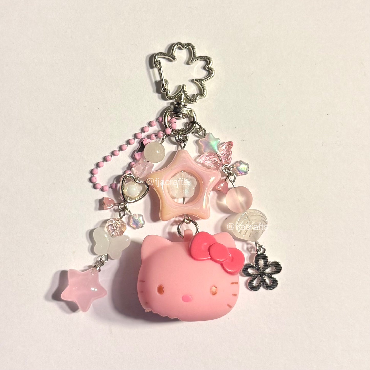 Melo and Kitty Yummy Sweets Cute Kawaii Beaded Keychain Bag Clip | pink, candy, stars, bow FJA Crafts