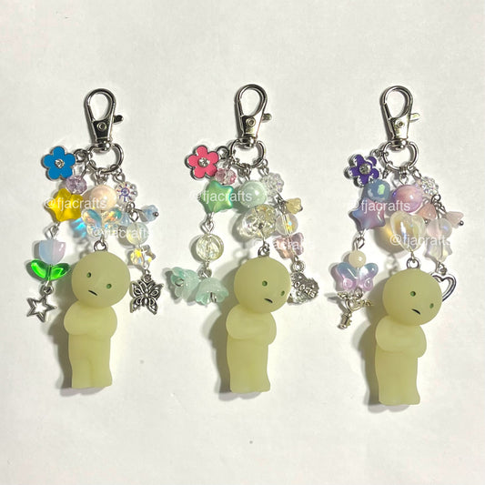 Mini Smis Cute Kawaii Beaded Keychain Bag Clip | green, pink, yellow, office, cheer, yoga Authentic FJA Crafts