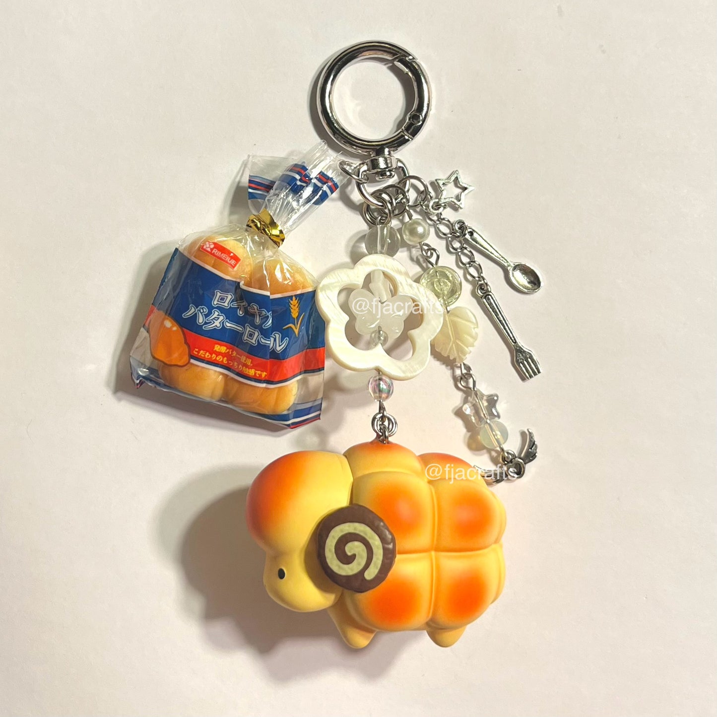 Sonny Bakery Charms Kawaii Beaded Keychain Bag Clip | animal dog sheep bread squishy brown yellow white FJA Crafts