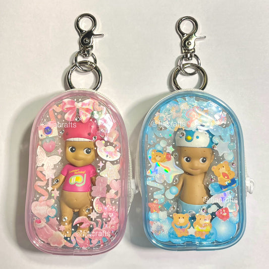 Angel Clear Case Kawaii Deco Sticker Keychain Bag Clip | summer penguin, summer whale, tanned, pink, blue FJA Crafts