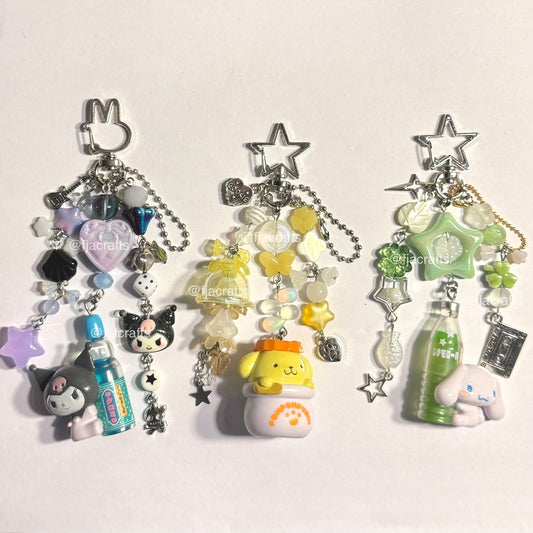 Yummy Sweets Cute Kawaii Beaded Keychain Bag Clip | romi, PomPom, Cinna, purple, yellow, green FJA Crafts