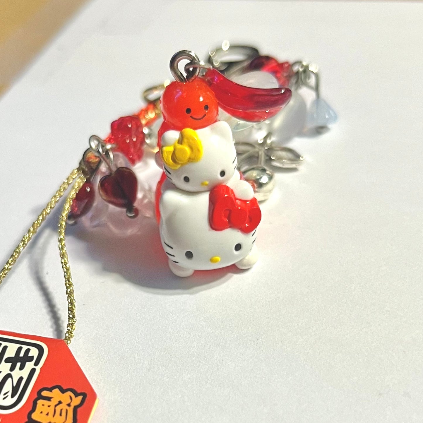 Gotochi Kitty Beaded Keychain Bag Clip Charm Interchangeable Cute Kawaii Authentic | blue, red, yellow, iridescent | winter, y2k, Tokyo, food FJA Crafts