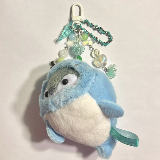 Whale + Seal Penguin Plushie Beaded Keychain Bag Clip | ocean blue green white Pearl cute kawaii water FJA Crafts
