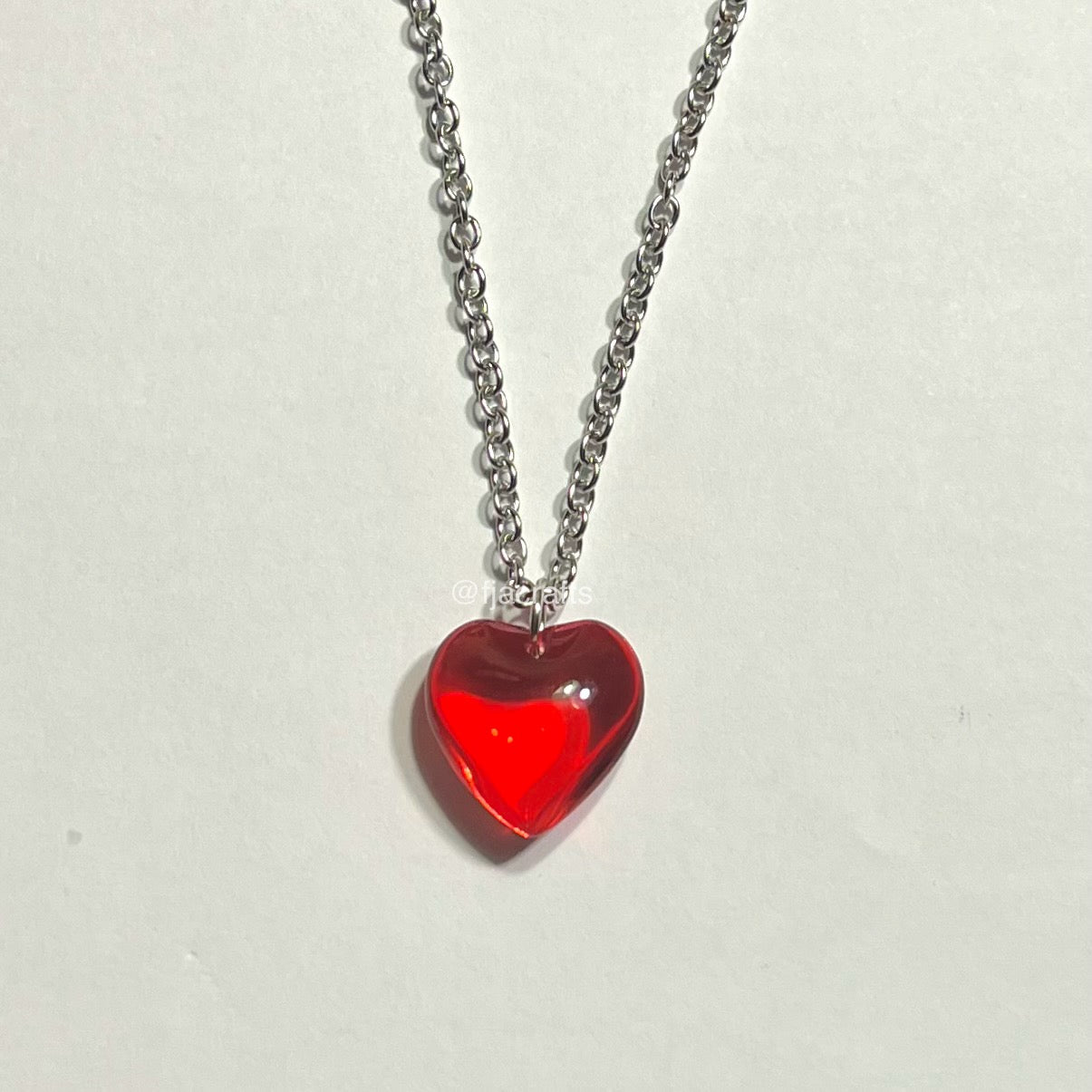 Glass Heart Dainty Chain Necklace| silver, heart, clear, pink | Sweetheart Jewels FJA Crafts