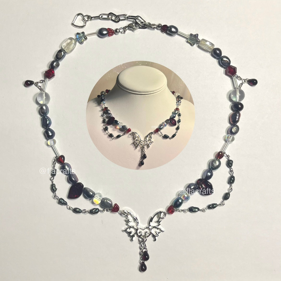 (Copy) Enchantress Mushroom Jelly Necklace Choker| blue, Pearl, gold, flowers FJA Crafts
