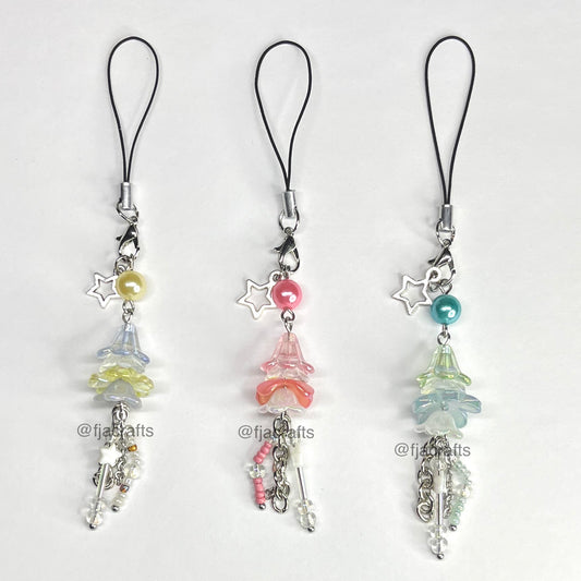 Jellyfish Cute Kawaii Beaded Phone Charm | pink, green, blue, yellow ocean FJA Crafts