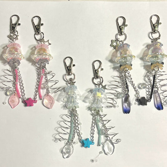 Matching Star Jellyfish Cute Kawaii Beaded Phone Charm | pink, black, blue, yellow ocean | Atlantica Collection FJA Crafts
