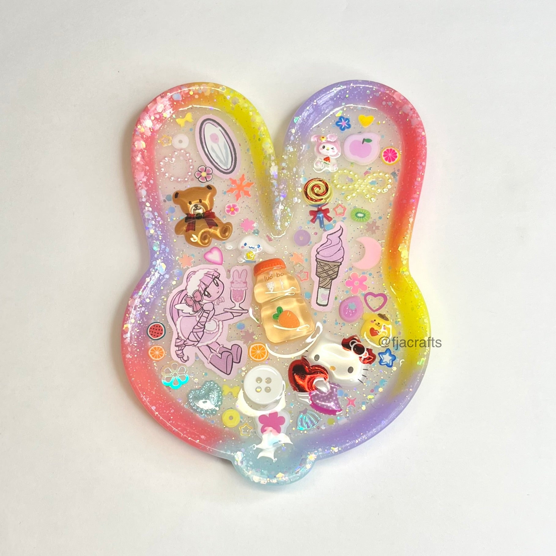 Y2K Rainbow Deco Jewelry Tray | Y2K Collection | kitty, bunny, heart, domi, flowers, stickers FJA Crafts