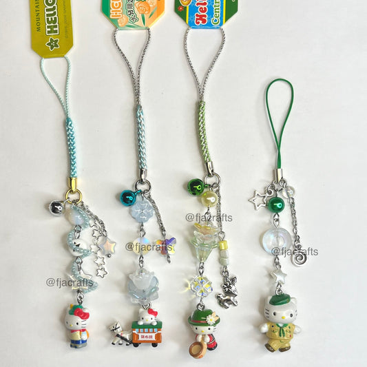 Cute Kawaii Nature Gotochi Kitty Phone Charm | brown, blue, green, yellow | Outdoorsy Collection FJA Crafts