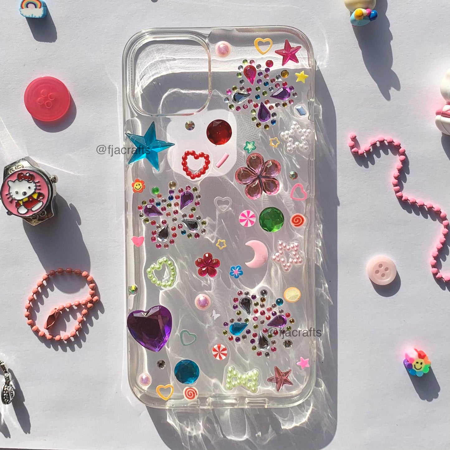 Y2Kute Bedazzled Phone Case | Y2K collection | gems, sparkles, glitter, unique, deco, cute, kawaii FJA Crafts