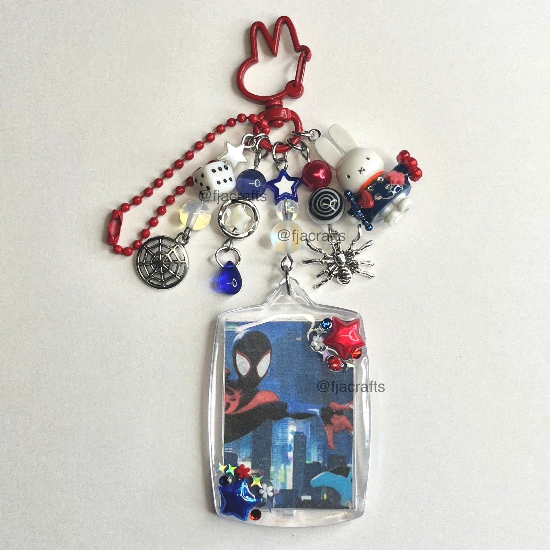 milesXgwen Spider Verse Cute Kawaii Beaded Clutter Keychain Bag Clip Set | red, blue, pink, white FJA Crafts