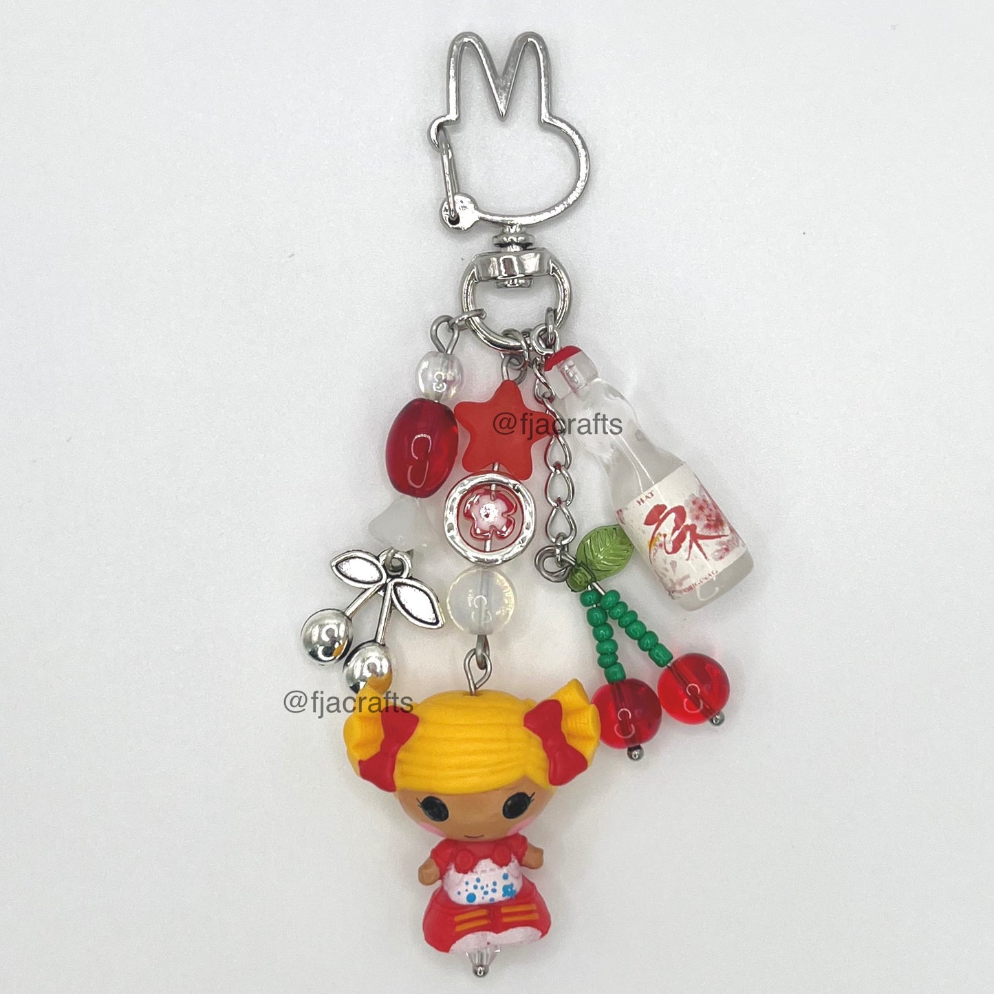 Loopsy Doll Beaded Keychain | kawaii, pink, yellow, red, Lala, buttons FJA Crafts