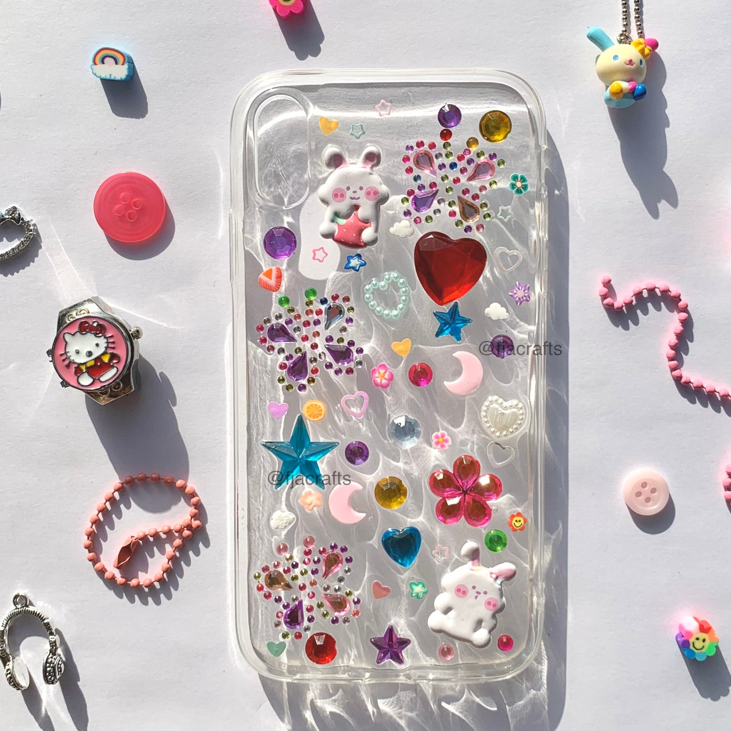 Y2Kute Bedazzled Phone Case | Y2K collection | gems, sparkles, glitter, unique, deco, cute, kawaii FJA Crafts