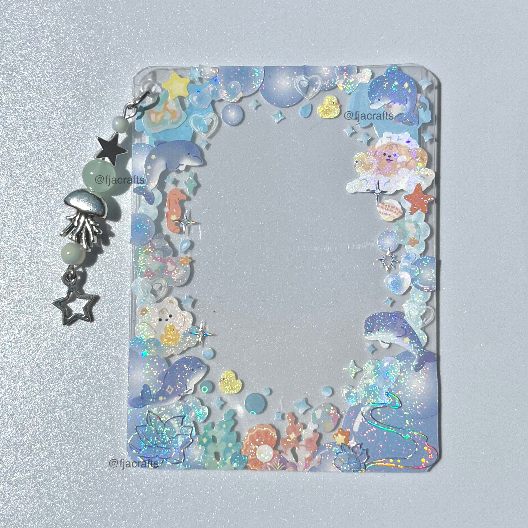 Pink & Blue Ocean-Theme Toploader | Atlantica Collection | dolphin, bubbles, sea, photocard FJA Crafts
