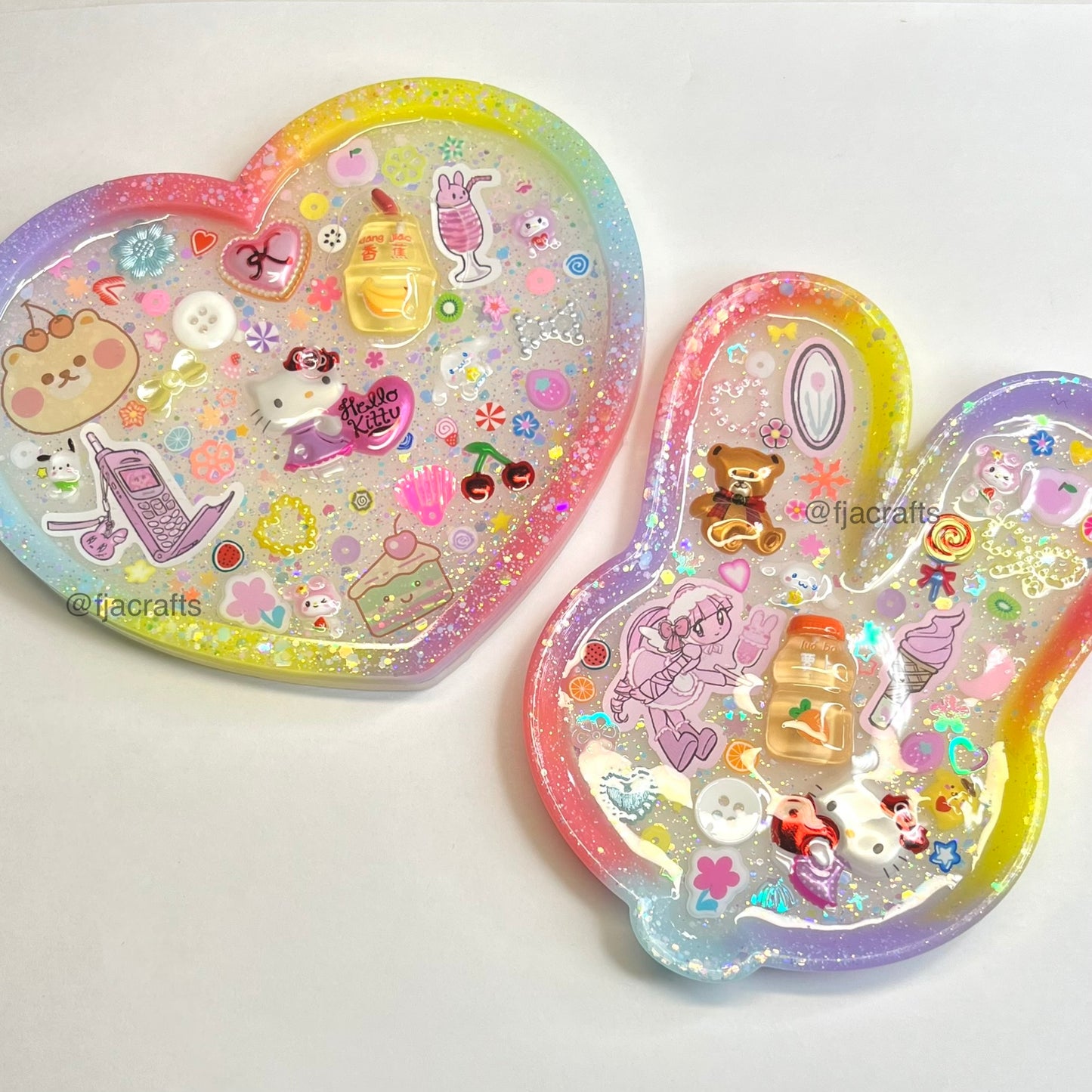 Y2K Rainbow Deco Jewelry Tray | Y2K Collection | kitty, bunny, heart, domi, flowers, stickers FJA Crafts