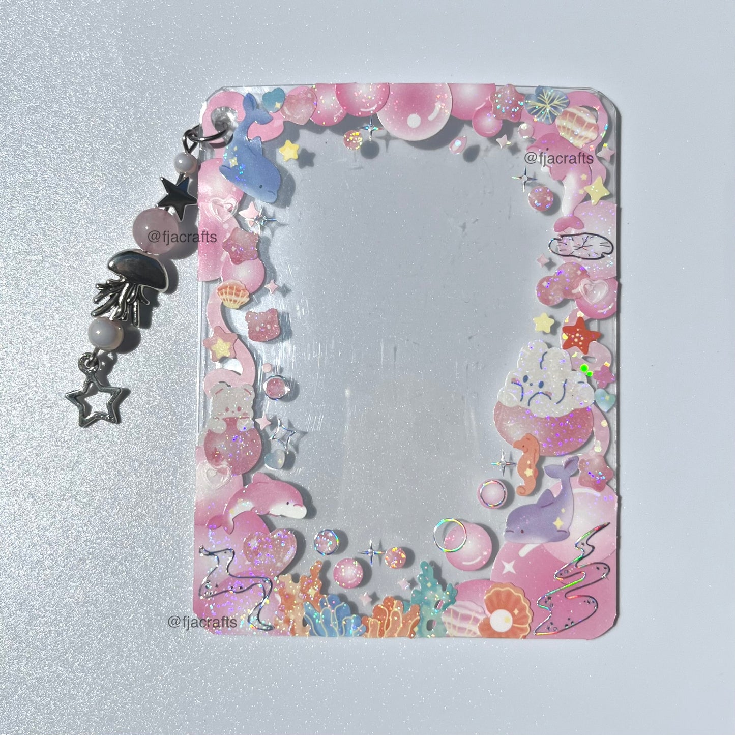 Pink & Blue Ocean-Theme Toploader | Atlantica Collection | dolphin, bubbles, sea, photocard FJA Crafts