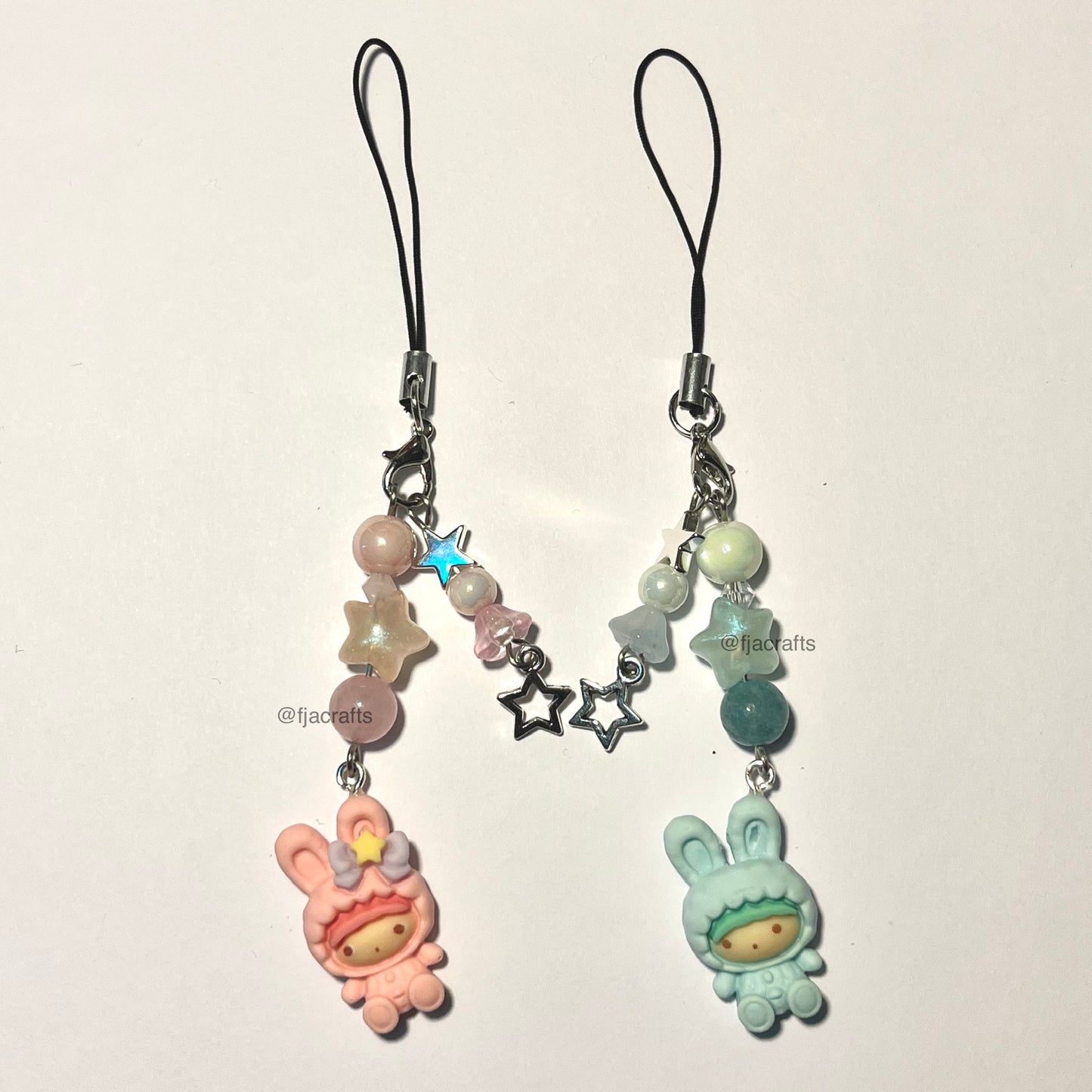 Twin Star Cute Kawaii Matching Phone Charm | pink, blue, matching | Sweets Collection FJA Crafts