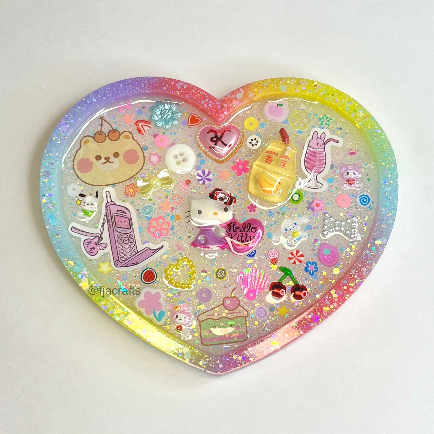 Y2K Rainbow Deco Jewelry Tray | Y2K Collection | kitty, bunny, heart, domi, flowers, stickers FJA Crafts