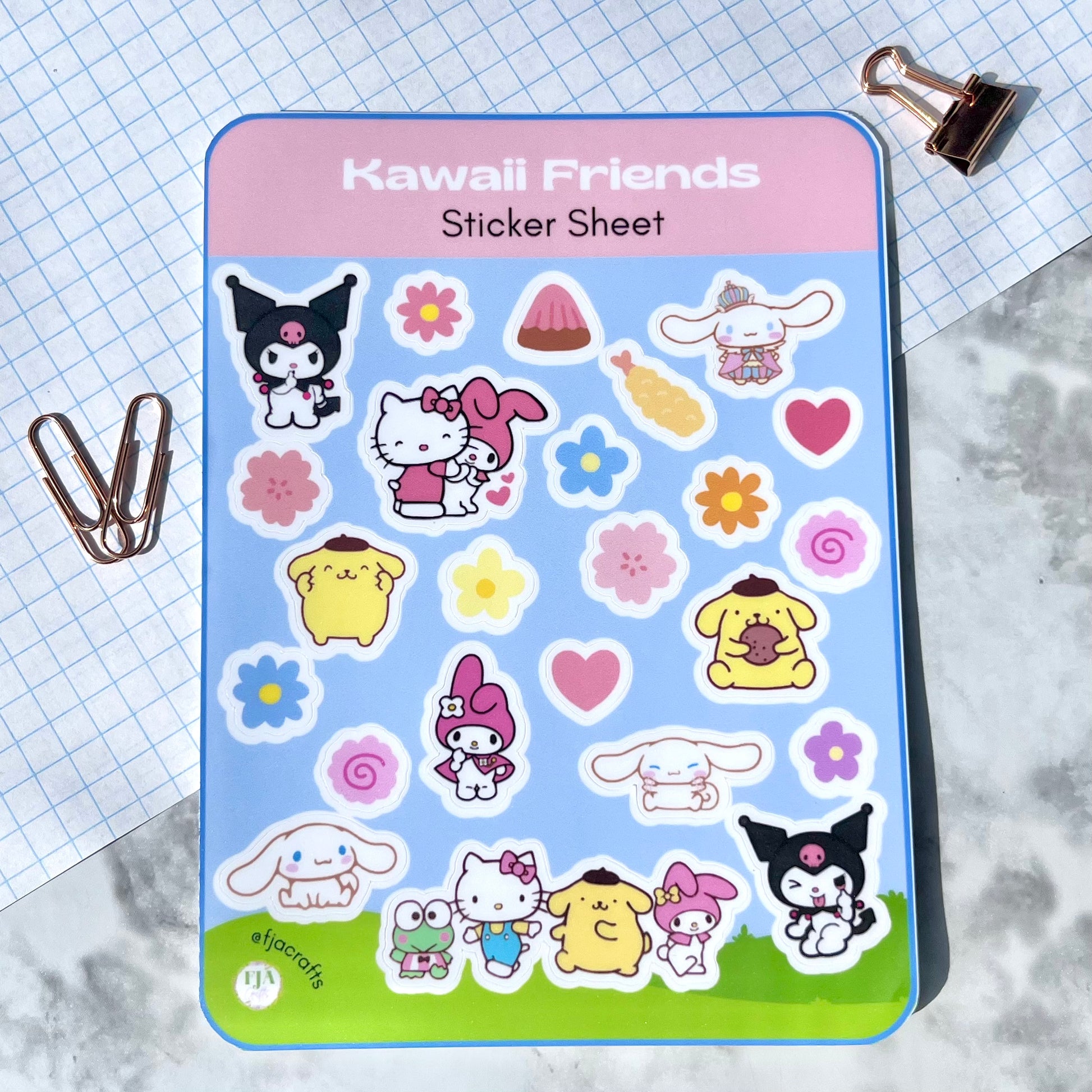 Kawaii Friends Character Sticker Sheet FJA Crafts